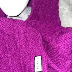 GUCCI Magenta WOOL CASHMERE Blend Knit Hat and SCARF Gucci | Accessories | Gucci Magenta Wool Cashmere Blend Knit  main image 4
